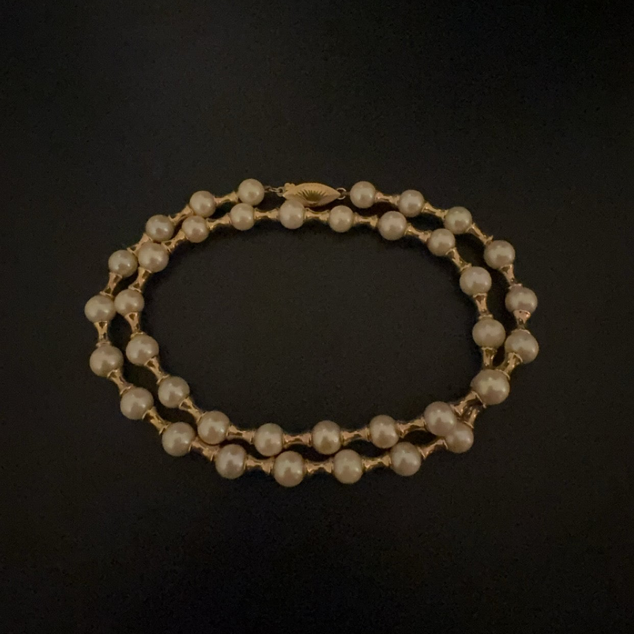 14k Gold bead and pearl necklace