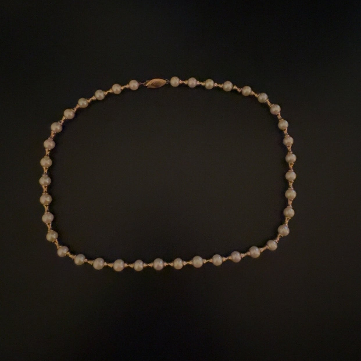 14k Gold bead and pearl necklace