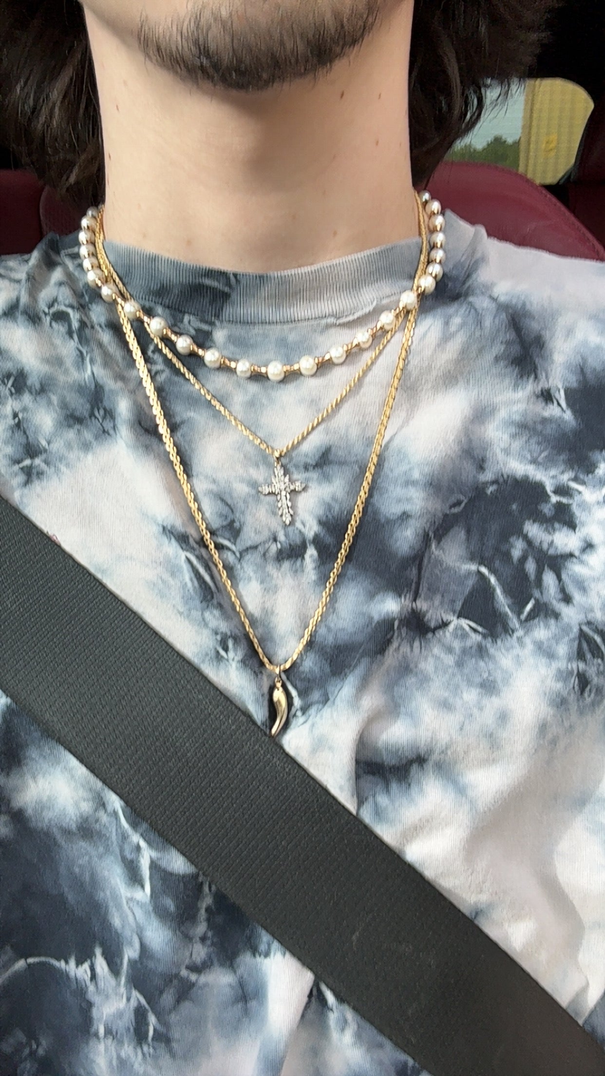 14k Gold bead and pearl necklace