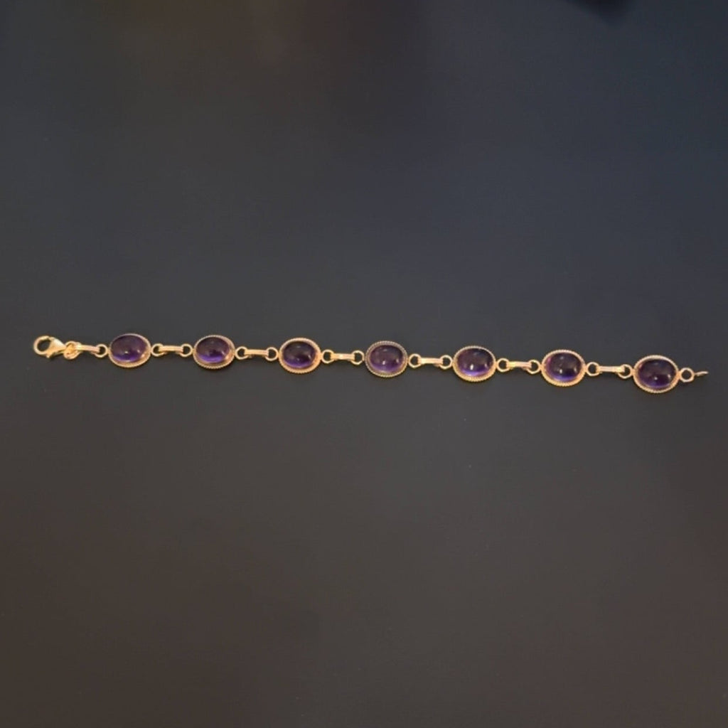 14k Gold and Amethyst Carla Cabochon Bracelet