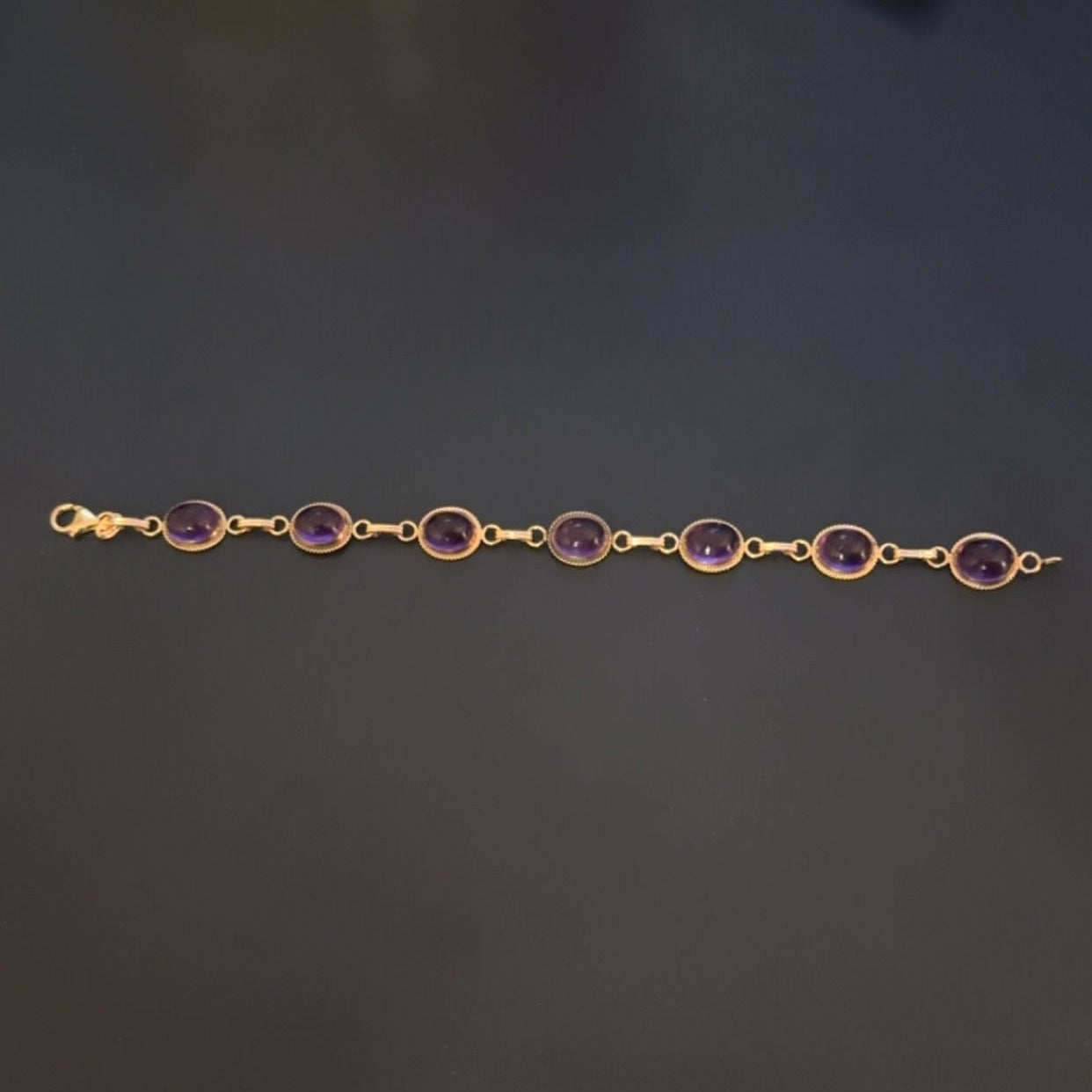 14k Gold and Amethyst Carla Cabochon Bracelet
