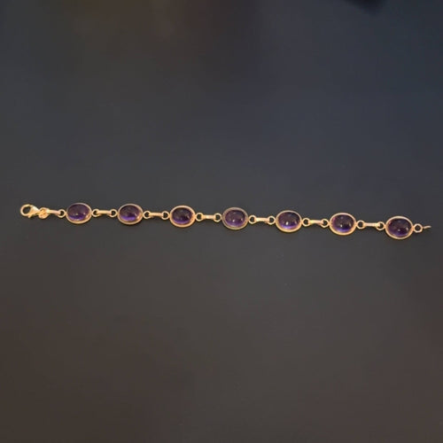 14k Gold and Amethyst Carla Cabochon Bracelet