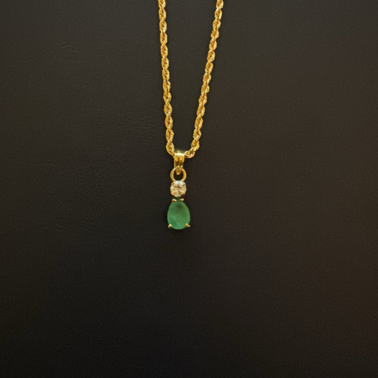 14k Small Gold and Emerald/Diamond Pendant ONLY