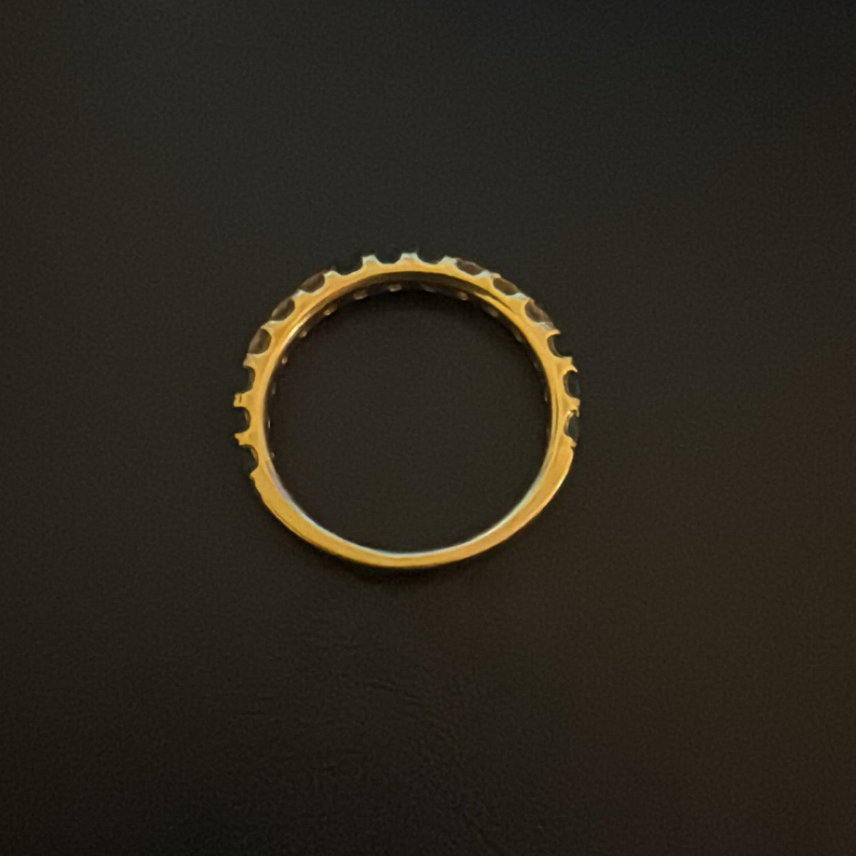 14k Gold Natural Emerald and Diamond 3/4 Eternity Band