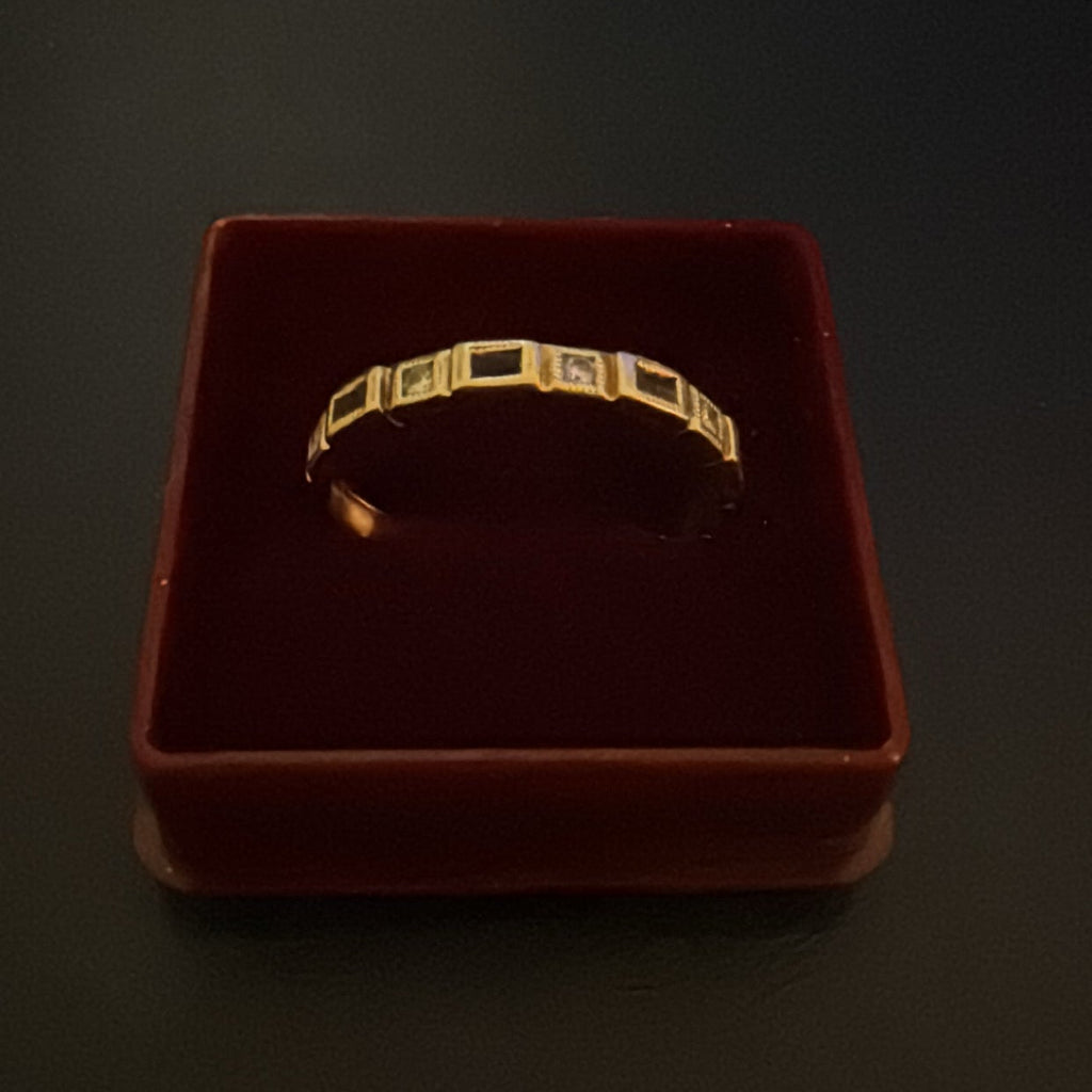 10k Gold Amethyst and diamond 1/2 band Pinky Ring